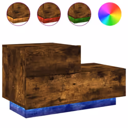 vidaXL Bedside Cabinet with LED Lights Nightstand Bed Cabinet Bedside Table - smoked oak