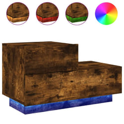 vidaXL Bedside Cabinet with LED Lights Nightstand Bed Cabinet  Bedside Table - smoked oak