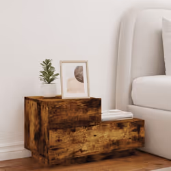 vidaXL Bedside Cabinet with LED Lights Nightstand Bed Cabinet  Bedside Table - smoked oak