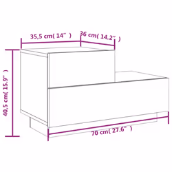 vidaXL Bedside Cabinet with LED Lights Nightstand Bed Cabinet  Bedside Table - smoked oak