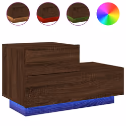 vidaXL Bedside Cabinet with LED Lights Nightstand Bed Cabinet Bedside Table - brown oak