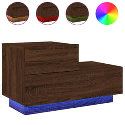 vidaXL Bedside Cabinet with LED Lights Nightstand Bed Cabinet  Bedside Table - brown oak