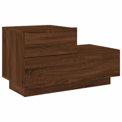 vidaXL Bedside Cabinet with LED Lights Nightstand Bed Cabinet  Bedside Table - brown oak - Additional view 4