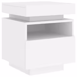 vidaXL Bedside Cabinets with LED Lights Nightstand Bed Table Side Cabinet - white - Additional view 4