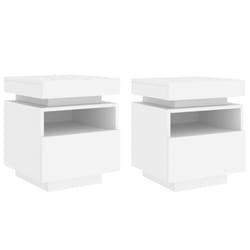vidaXL Bedside Cabinets with LED Lights Nightstand Bed Table Side Cabinet - white