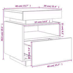 vidaXL Bedside Cabinets with LED Lights Nightstand Bed Table Side Cabinet - white