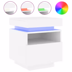 vidaXL Bedside Cabinets with LED Lights Nightstand Bed Table Side Cabinet - white - Additional view 4