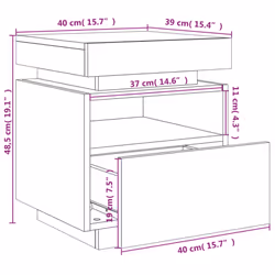 vidaXL Bedside Cabinets with LED Lights Nightstand Bed Table Side Cabinet - smoked oak