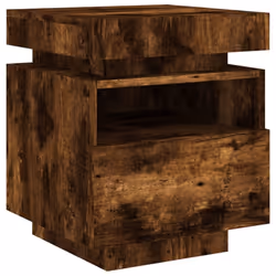 vidaXL Bedside Cabinets with LED Lights Nightstand Bed Table Side Cabinet - smoked oak - Additional view 4