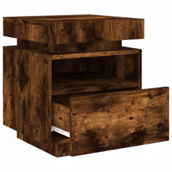 vidaXL Bedside Cabinets with LED Lights Nightstand Bed Table Side Cabinet - smoked oak - Additional view 5