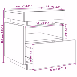 vidaXL Bedside Cabinets with LED Lights Nightstand Bed Table Side Cabinet - smoked oak