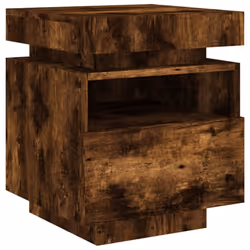 vidaXL Bedside Cabinets with LED Lights Nightstand Bed Table Side Cabinet - smoked oak - Additional view 5