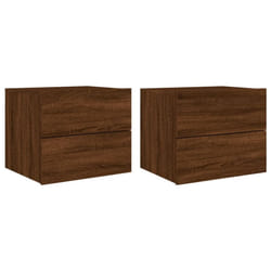 vidaXL Wall-mounted Bedside Cabinets with LED Lights Nightstand Wall Units - brown oak, 2 pcs
