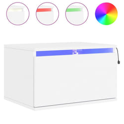 vidaXL Wall-mounted Bedside Cabinets with LED Lights Nightstand Wall Units - white, 1 pcs
