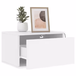 vidaXL Wall-mounted Bedside Cabinets with LED Lights Nightstand Wall Units - white, 1 pcs - Additional view 4