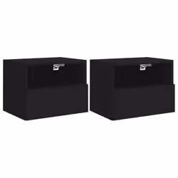 vidaXL TV Wall Cabinets Wall Mounted TV Units 2 pcs Black Engineered Wood