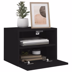 vidaXL TV Wall Cabinets Wall Mounted TV Units 2 pcs Black Engineered Wood - Additional view 4