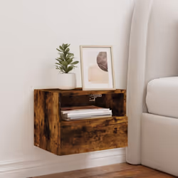 vidaXL TV Wall Cabinet Floating TV Unit TV Cabinet Smoked Oak Engineered Wood