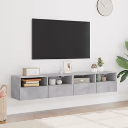 vidaXL TV Wall Cabinets Floating TV Unit 2 pcs Concrete Grey Engineered Wood
