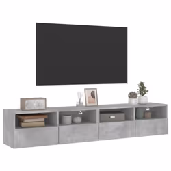 vidaXL TV Wall Cabinets Floating TV Unit 2 pcs Concrete Grey Engineered Wood - Additional view 4