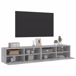 vidaXL TV Wall Cabinets Floating TV Unit 2 pcs Concrete Grey Engineered Wood - Additional view 5