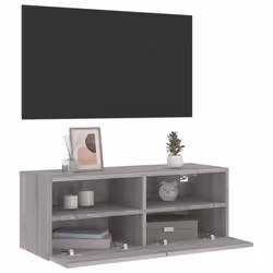 vidaXL TV Wall Cabinet Wall-mounted TV Cabinet Grey Sonoma Engineered Wood - Additional view 5