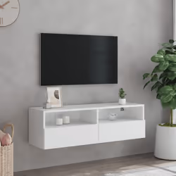 vidaXL TV Wall Cabinet Wall-mounted TV Cabinet TV Unit White Engineered Wood
