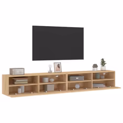 vidaXL TV Wall Cabinets Floating TV Unit 2 pcs Sonoma Oak Engineered Wood - Additional view 4