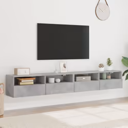 vidaXL TV Wall Cabinets Floating TV Unit 2 pcs Concrete Grey Engineered Wood