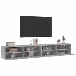 vidaXL TV Wall Cabinets Floating TV Unit 2 pcs Concrete Grey Engineered Wood - Additional view 4