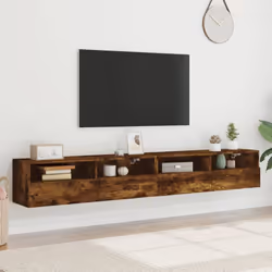 vidaXL TV Wall Cabinets Floating TV Unit 2 pcs Smoked Oak Engineered Wood