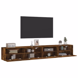 vidaXL TV Wall Cabinets Floating TV Unit 2 pcs Smoked Oak Engineered Wood - Additional view 4