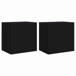 vidaXL TV Wall Cabinets Wall Mounted TV Units 2 pcs Black Engineered Wood