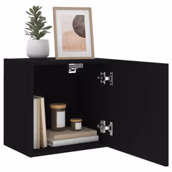 vidaXL TV Wall Cabinets Wall Mounted TV Units 2 pcs Black Engineered Wood - Additional view 4