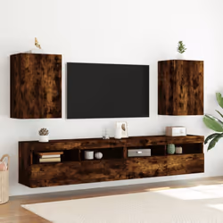 vidaXL TV Wall Cabinets Floating TV Unit 2 pcs Smoked Oak Engineered Wood