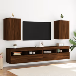 vidaXL TV Wall Cabinets Floating TV Units 2 pcs Brown Oak Engineered Wood