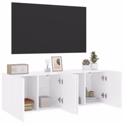 vidaXL TV Cabinets Wall-mounted Floating TV Unit Floating Shelves TV Stand - white, 60 x 30 x 41 cm/ 2 pcs - Additional view 4