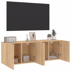 vidaXL TV Cabinets Wall-mounted Floating TV Unit Floating Shelves TV Stand - sonoma oak, 60 x 30 x 41 cm/ 2 pcs - Additional view 4
