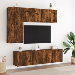 vidaXL TV Cabinets Wall-mounted Floating TV Unit Floating Shelves TV Stand - smoked oak, 60 x 30 x 41 cm/ 2 pcs