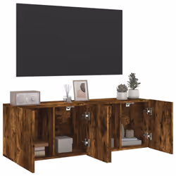 vidaXL TV Cabinets Wall-mounted Floating TV Unit Floating Shelves TV Stand - smoked oak, 60 x 30 x 41 cm/ 2 pcs - Additional view 4