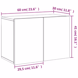 vidaXL TV Cabinets Wall-mounted Floating TV Unit Floating Shelves TV Stand - grey sonoma, 60 x 30 x 41 cm/ 1 pcs