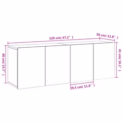 vidaXL TV Cabinets Wall-mounted Floating TV Unit Floating Shelves TV Stand - grey sonoma, 60 x 30 x 41 cm/ 2 pcs