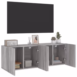 vidaXL TV Cabinets Wall-mounted Floating TV Unit Floating Shelves TV Stand - grey sonoma, 60 x 30 x 41 cm/ 2 pcs - Additional view 4