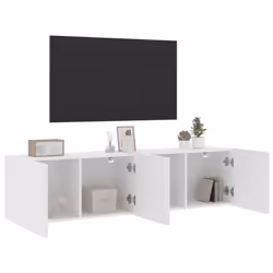 vidaXL TV Cabinets Wall-mounted Floating TV Unit Floating Shelves TV Stand - white, 80 x 30 x 41 cm/ 2 pcs - Additional view 4