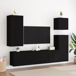 vidaXL TV Cabinets Wall-mounted Floating TV Unit Floating Shelves TV Stand - black, 80 x 30 x 41 cm/ 2 pcs