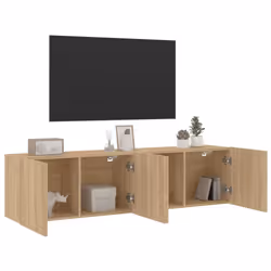 vidaXL TV Cabinets Wall-mounted Floating TV Unit Floating Shelves TV Stand - sonoma oak, 80 x 30 x 41 cm/ 2 pcs - Additional view 4