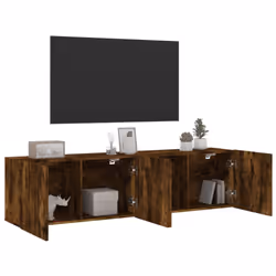 vidaXL TV Cabinets Wall-mounted Floating TV Unit Floating Shelves TV Stand - smoked oak, 80 x 30 x 41 cm/ 2 pcs - Additional view 4