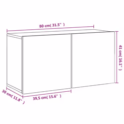 vidaXL TV Cabinets Wall-mounted Floating TV Unit Floating Shelves TV Stand - grey sonoma, 80 x 30 x 41 cm/ 1 pcs