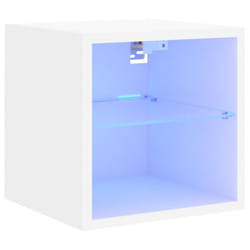 vidaXL TV Wall Cabinet with LED Lights Floating Wall Mounted TV Cabinet White