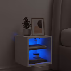vidaXL TV Wall Cabinet with LED Lights Floating Wall Mounted TV Cabinet White